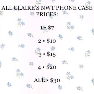 NWT Claire’s iPhone Cases (multiple sizes!!)